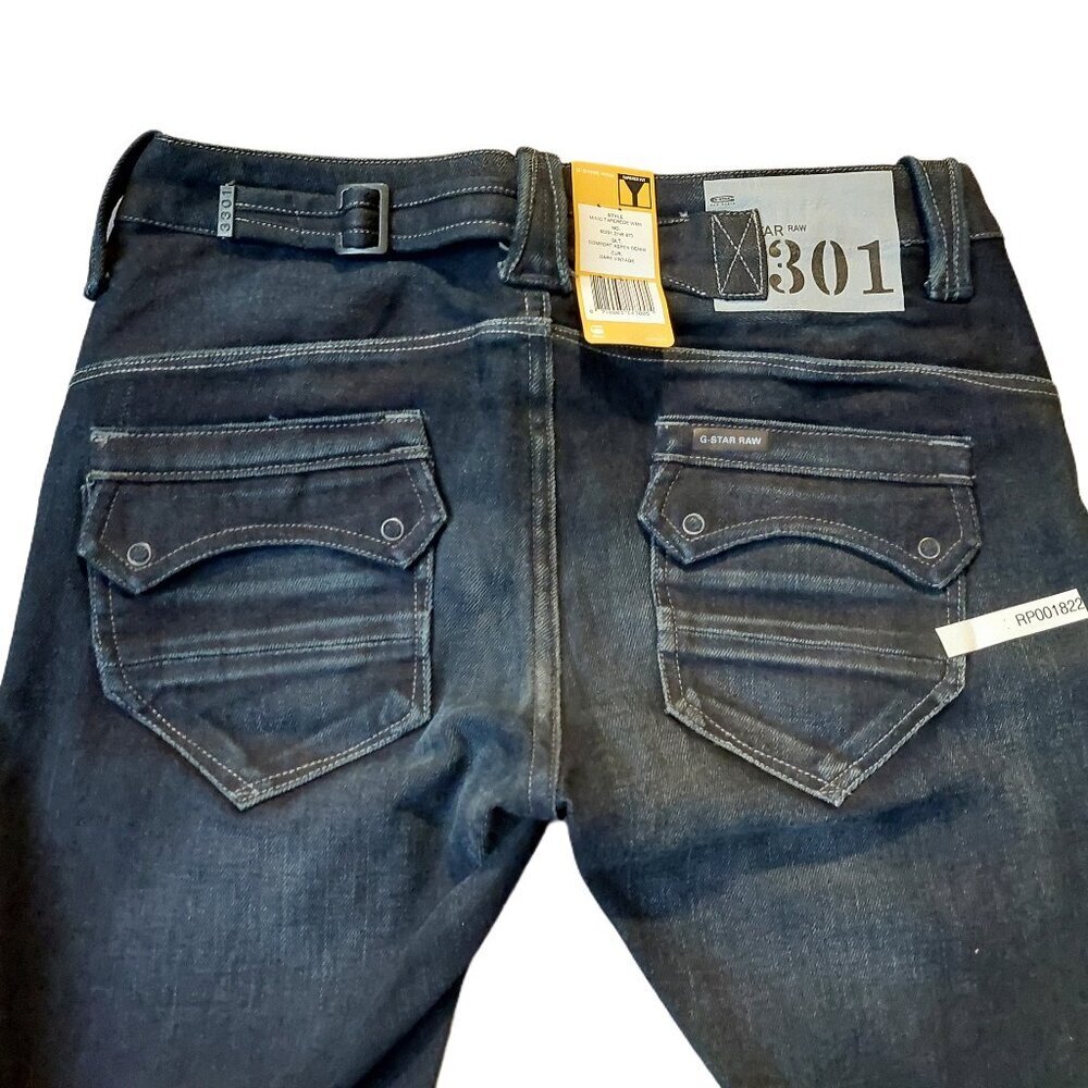 Retro Vintage G-Star Raw 3301 Minic Tapered Aspen Denim Jeans Pants Sz 25 NWT - Picture 10 of 12
